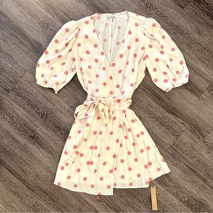 Reformation Cream and Pink Polka Dot Dress